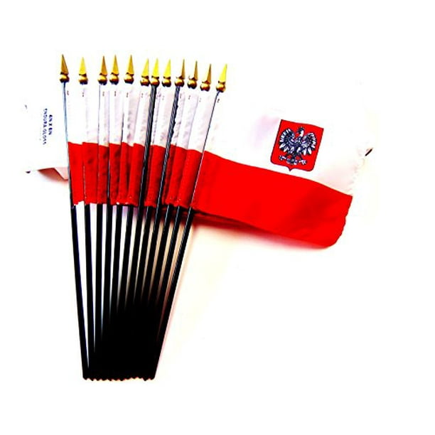 Poland Eagle Miniature Fabric Hand Held Table Top Desk Flag Polyester 4" x 6" Poland Eagle Miniature Fabric Hand Held Table Top Desk Flag Polyester 4" x 6"